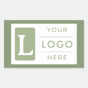 Custom Logo Modern Sage Green Business Branding Rectangular Sticker