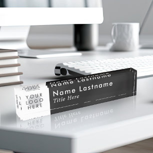 Custom Logo Modern Simple Black Trendy Minimalist Nameplate