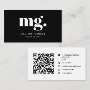 Custom logo monogram modern minimalist QR code Business Card