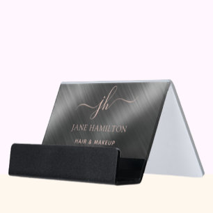 Custom Logo Monogram Script Name Desk Business Card Holder
