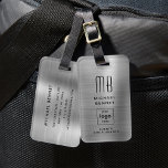 Custom Logo Monogrammed Silver Grey Brushed Metal Luggage Tag<br><div class="desc">Custom Logo Monogrammed Silver Grey Brushed Metal Luggage Tag. Personalise it with your details and your company logo.</div>