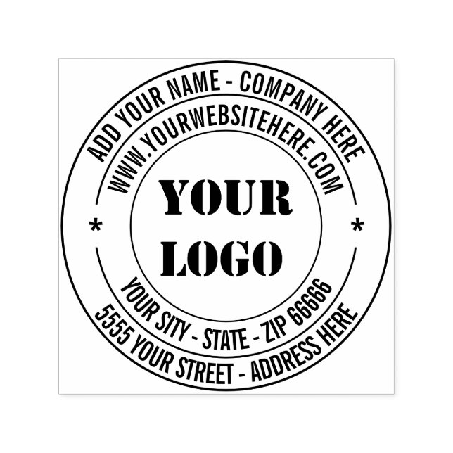 Custom Logo Name Address Round Self-inking Stamp (Design)