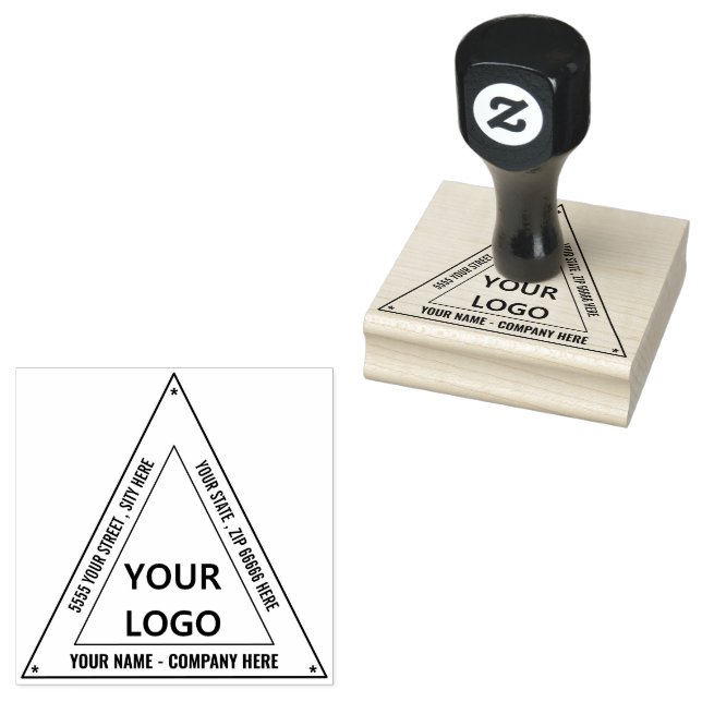 Custom Logo Name Address Triangle Rubber Stamp (Stamped)