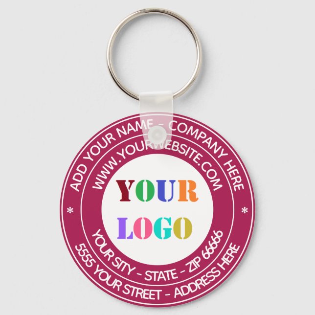Custom Logo Name Address Website Colours Keychain (Front)