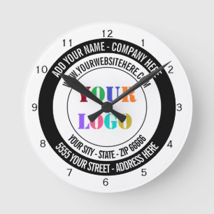 Custom Logo Name Address Website Special Design Round Clock
