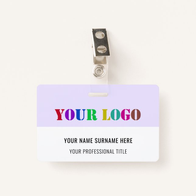 Custom Logo , Name and Title Personalised Business ID Badge (Front with Clip)