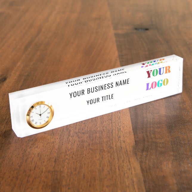 Custom Logo , Name and Title Personalised Elegant Nameplate (Side)