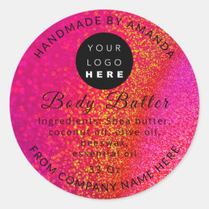 Custom Logo Name Body Butter Cosmetics Holograph P Classic Round Sticker