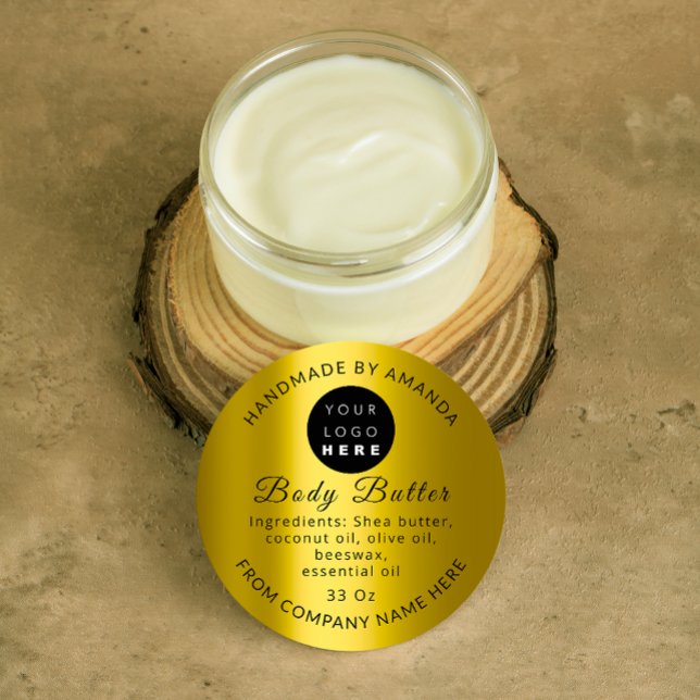 Custom Logo Name Body Butter Cosmetics Mustard Classic Round Sticker (Creator Uploaded)