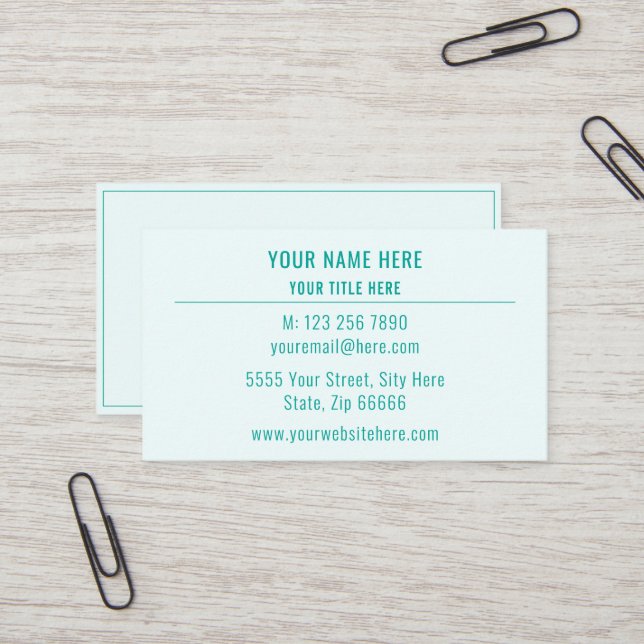 Custom Logo Name Business Card - Your Colours (Front/Back In Situ)