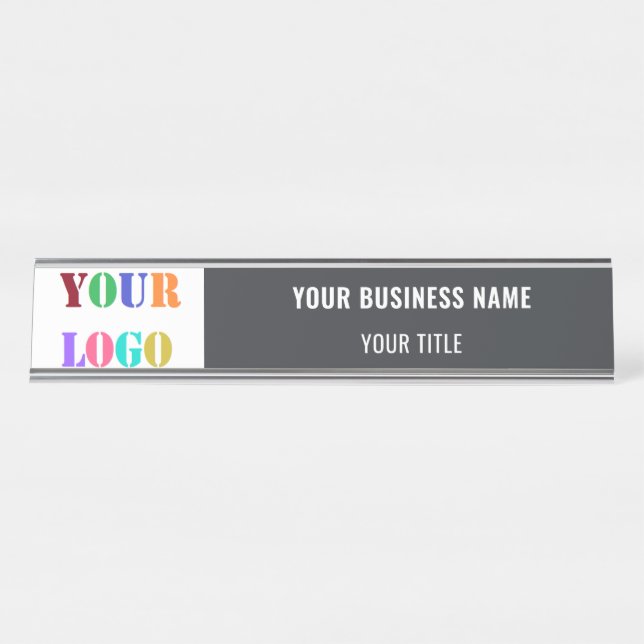 Custom Logo Name Business Desk Name Plate Template (Front)