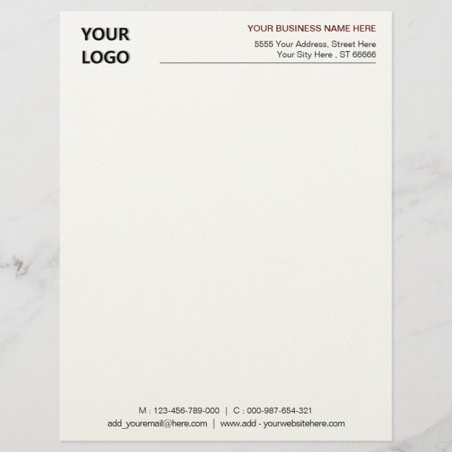 Custom Logo Name Colours Personalised Letterhead (Front)