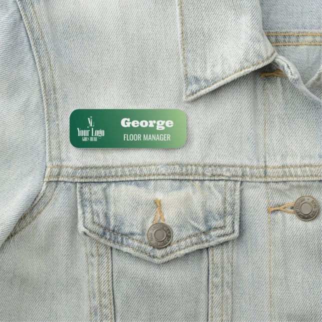 Custom Logo & Name Green Employee Title Tag (In Situ)