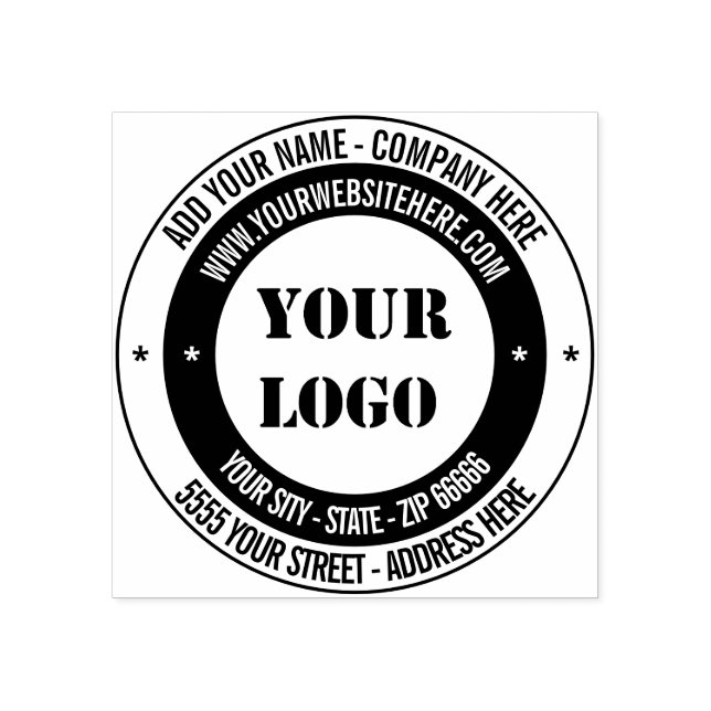 Custom Logo Name Info   Address Round Rubber Stamp (Imprint)