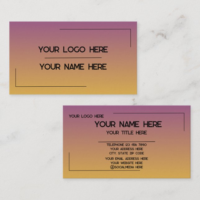 Custom Logo Name Minimalist Modern Professional Business Card (Front/Back)