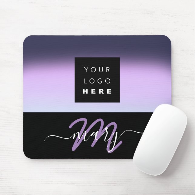 Custom Logo Name Monogram Black Dusty Purple Mouse Pad (With Mouse)
