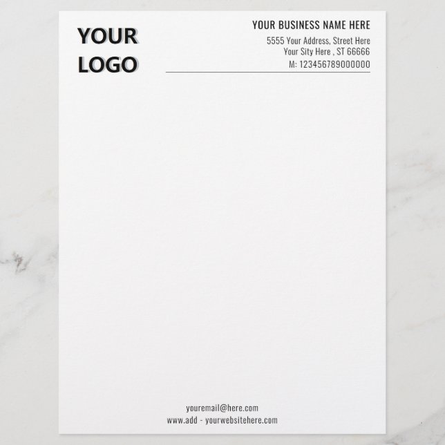 Custom Logo Name Personalised Office Letterhead (Front)