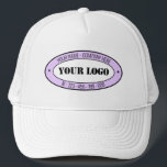 Custom Logo Name Phone Promotional Business Stamp Trucker Hat<br><div class="desc">Custom Name Business Logo Company Personalised Text Promotional Professional Customisable Stamp Gift - Add Your Logo - Image - Photo / Name - Company / Website or Phone or E-mail - Comtact Info or Address - Resize and move or remove and add elements - image / text with customisation tool....</div>