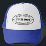Custom Logo Name Promotional Personalised Stamp  Trucker Hat<br><div class="desc">Custom Name Business Logo Company Personalised Text Promotional Professional Customisable Stamp Gift - Add Your Logo - Image - Photo / Name - Company / Website or Phone or E-mail - Comtact Info or Address - Resize and move or remove and add elements - image / text with customisation tool....</div>