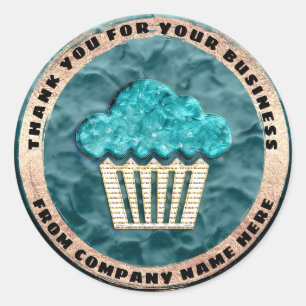 Custom Logo Name Seal Gold Teal Logo Cake Sweet
