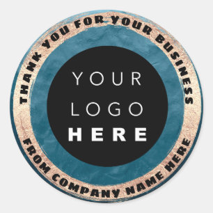 Custom Logo Name Seal Golden Teal Logo Cake Sweet