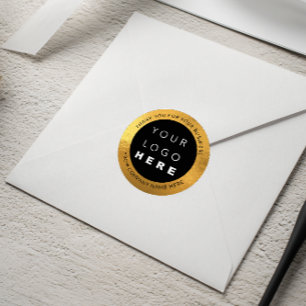 Custom Logo Name Web Golden Foil Thank You Classic Round Sticker