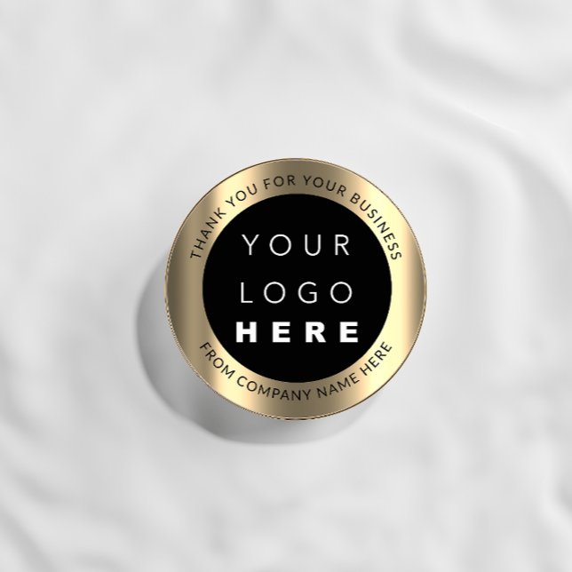 Custom Logo Name Web Golden Modern Thank You Classic Round Sticker (Creator Uploaded)