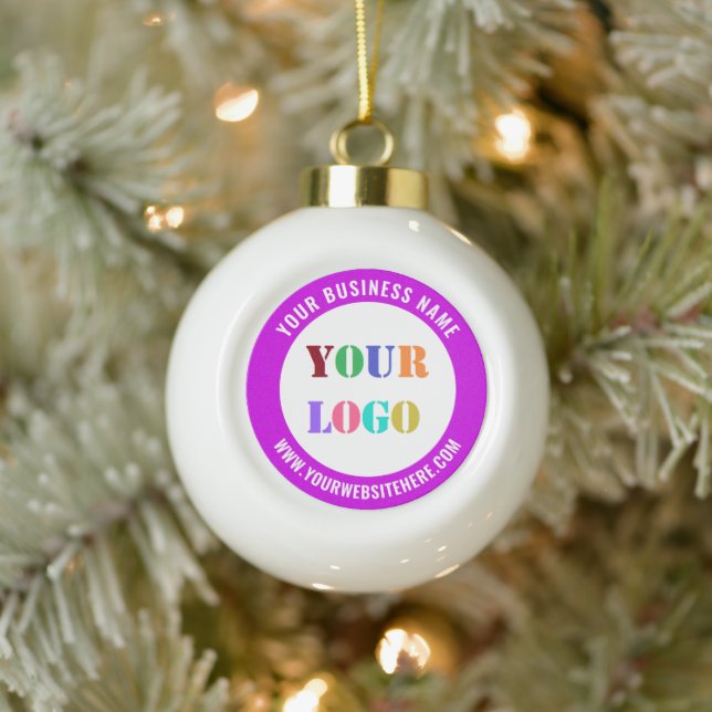 Custom Logo Name Website Colours Christmas Ornamen Ceramic Ball Christmas Ornament (Tree)
