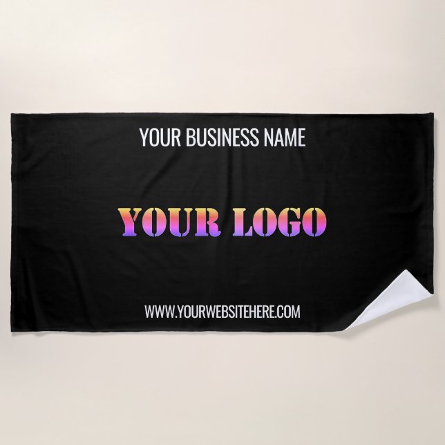 Custom Logo Name Website Promotional Personalised Beach Towel (Front)
