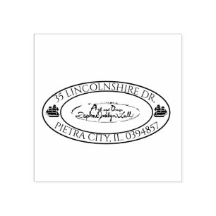 Custom Logo Nautical Oval Return Address Rubber Stamp