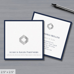 Custom Logo Navy Blue Border Square Business Card