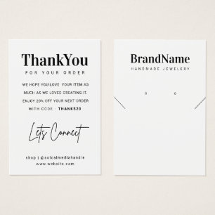 Custom Logo Necklace Earrings Thank You Card