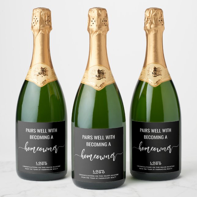 Custom Logo New Home Close of Escrow Gift Sparkling Wine Label (Bottles)