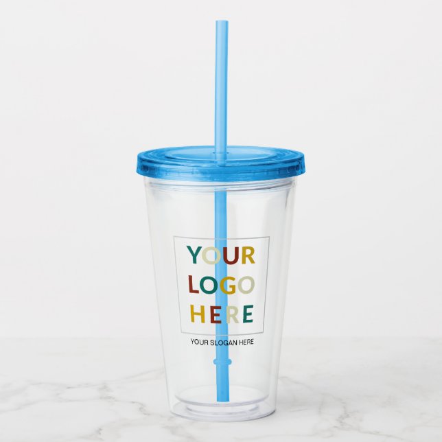 Custom Logo No Minimum With Straw Acrylic Tumbler (Front)
