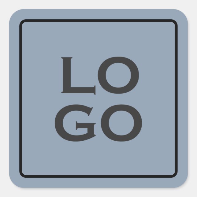 Custom Logo on Dusty Blue with Frame Square Sticker (Front)