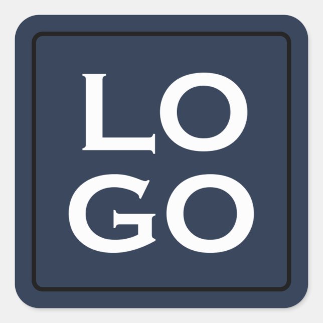 Custom Logo on Navy Blue with Frame Square Sticker (Front)