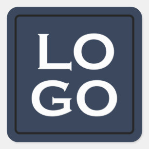 Custom Logo on Navy Blue with Frame Square Sticker