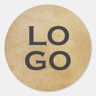 Custom Logo on Rustic Parchment Classic Round Sticker