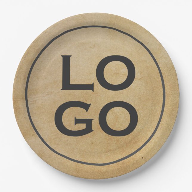 Custom Logo on Rustic Parchment Paper Plate (Front)