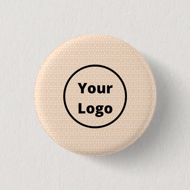 Custom logo on tiny white dots on blush 3 cm round badge (Front)