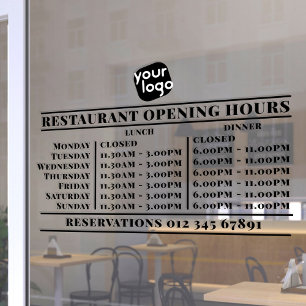 Custom Logo Opening Lunch Dinner Hours Restaurant