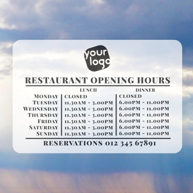  Custom Logo Opening Lunch Dinner Hours Restaurant (Creator Uploaded)