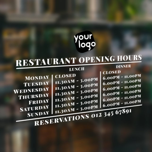  Custom Logo Opening Lunch Dinner Hours Restaurant (Creator Uploaded)