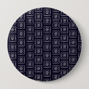 Custom Logo or Image Repeating Navy Blue Design 10 Cm Round Badge