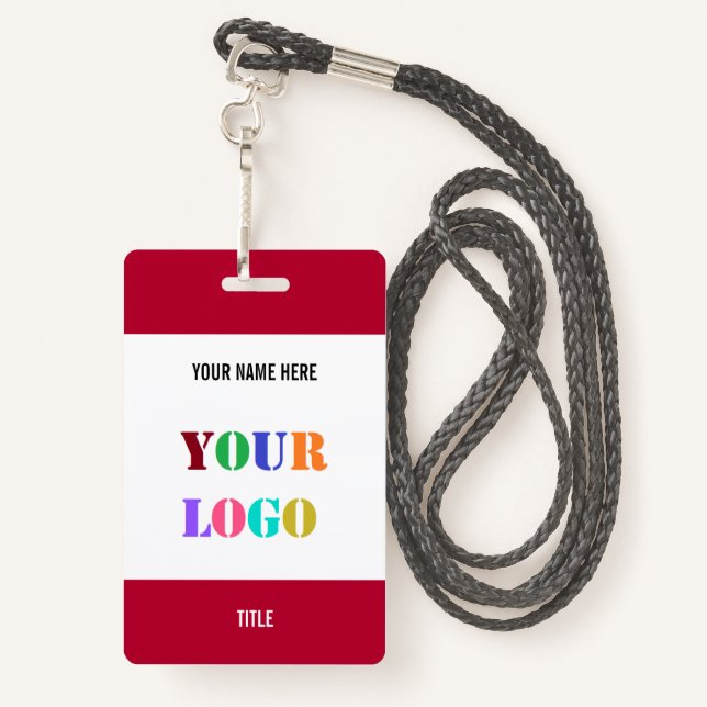 Custom Logo or Photo Name Title Personalised Badge ID Badge (Back with Lanyard)
