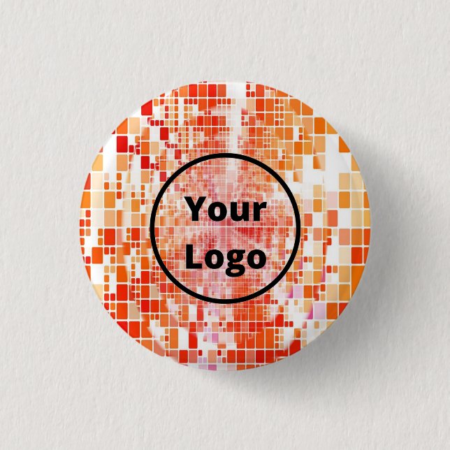 Custom logo orange whirl blocks 3 cm round badge (Front)