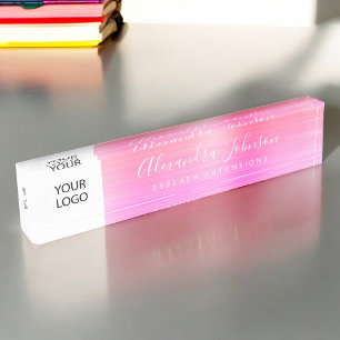 Custom Logo Pastel Pink Lashes Eyelash Extensions Nameplate