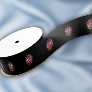 Custom Logo Pattern Black Promotional 1.5" Grosgrain Ribbon