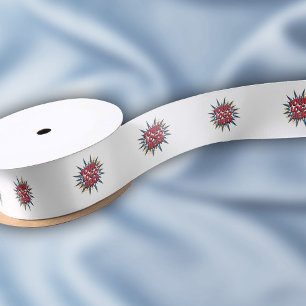 Custom Logo Pattern White Promotional 1.5" Satin Ribbon