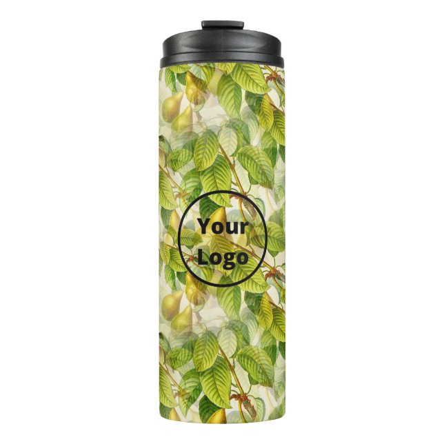 Custom logo pears and leaves pattern thermal tumbler (Front)